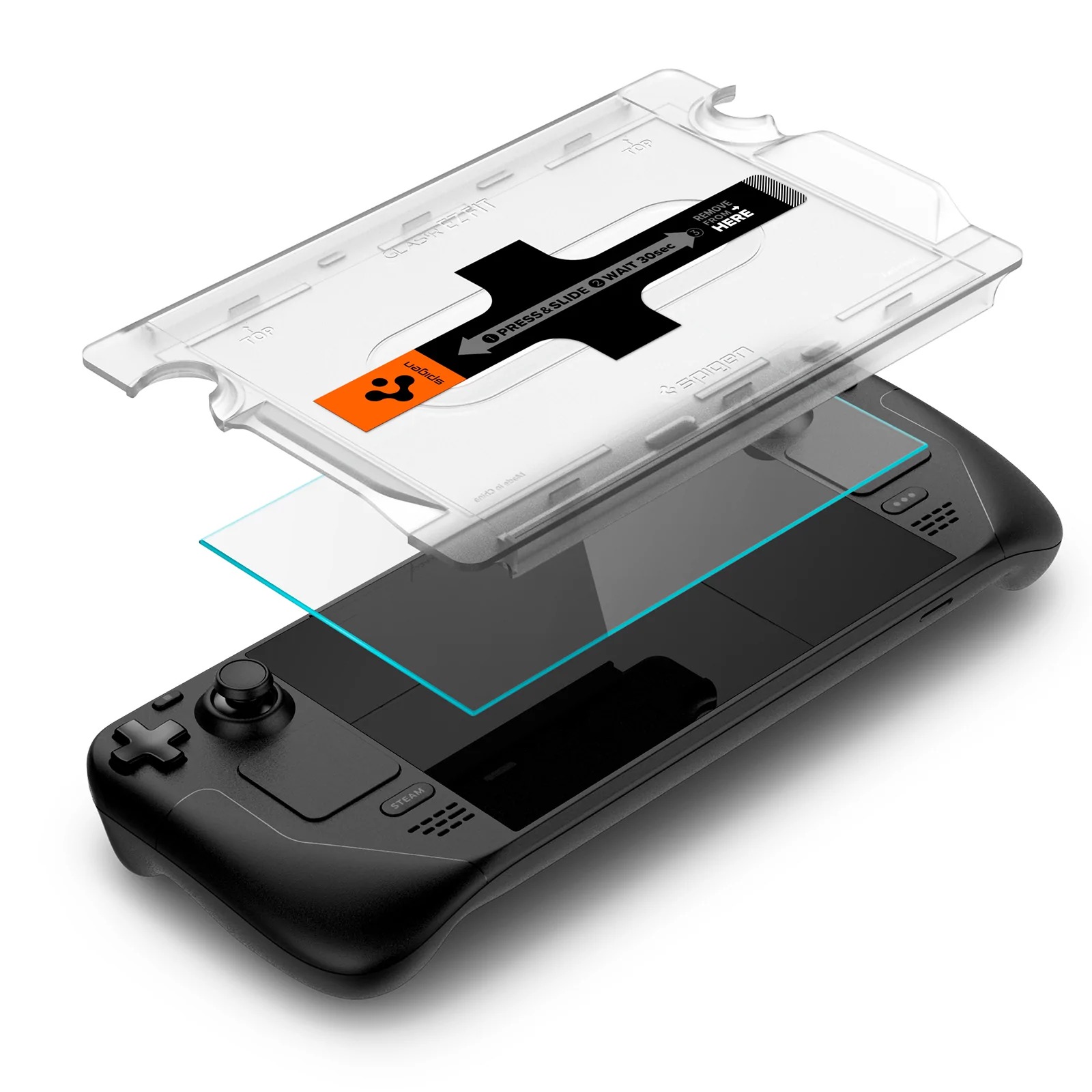 Szkło hartowane Spigen Glas.tr EZ Fit 1-Pack z ramką aplikacyjną dla Steam Deck